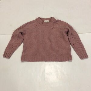 White + Warren S Sweater Dusty Light Pink 100% Cashmere Eyelet Detail Excellent